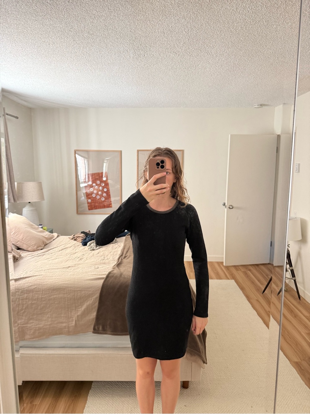 Scotch & Soda Black Long-Sleeve Mini Dress
